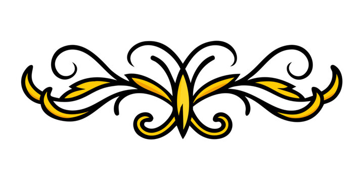 Decorative vintage ornamental border divider with golden flourish details