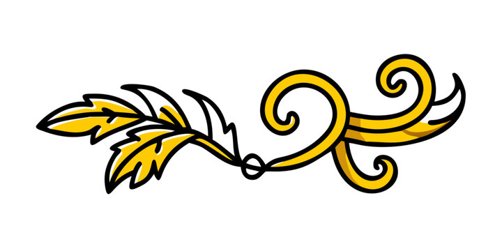 Vintage Golden Foliage Swirl Ornament and Page Divider Illustration