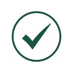Green checkmark inside circle isolated graphic for approval and © MdShohel