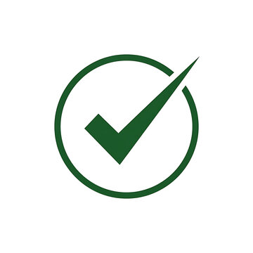 Green checkmark inside circle isolated graphic element for approval