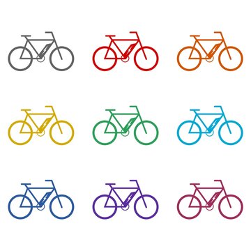 Electric bike sign icon isolated on white background. Set icons colorful