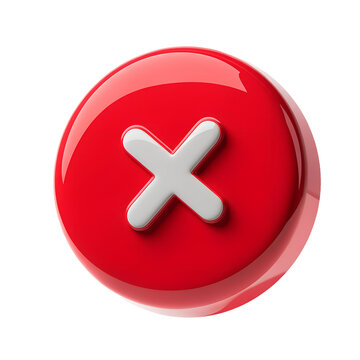 3D glossy red cross mark icon symbol button incorrect false cancel delete close reject error stop transfer background png   