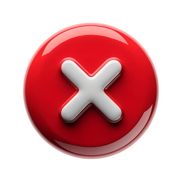 3D glossy red cross mark icon symbol button incorrect false cancel delete close reject error stop transfer background png   