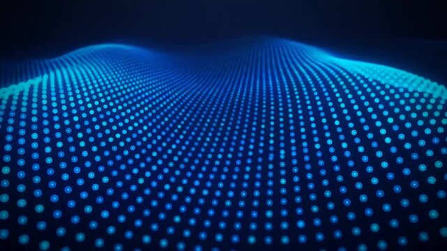 Electric blue digital waves and data particles sweeping a navy background in a seamless 10 second 4K loop for AI fintech and software launch videos