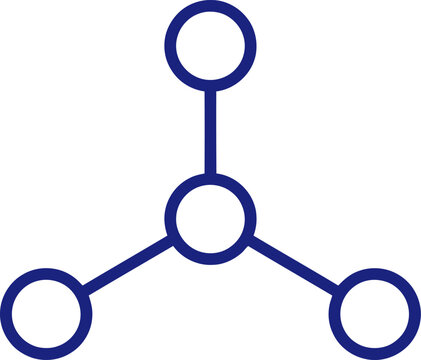 Blue star network icon showing three connection nodes branching from a central hub