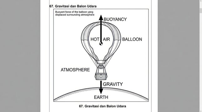 Elegant Diagram of Hot Air Balloon Physics Buoyancy Gravity and Atmospheric Interaction Illustrated