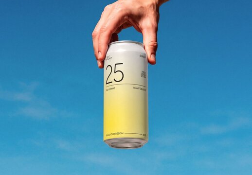 Soda Can In Air Mockup For Branding And Merchandise Design
