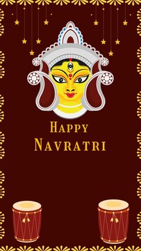 Navaratri Yellow Illustrated Greeting Poster Story