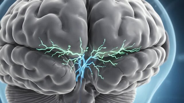 Body's temperature regulation returning toward normal following fever-reducing medication, showing a realistic hypothalamus and surrounding brain tissue 