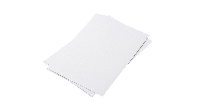Two textured white paper sheets, isolated on transparent background