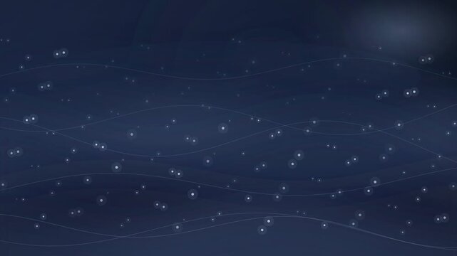 Glowing particles thin light lines drifting across deep blue gradient background, for digital connection, data flow, innovation modern technology in 4k