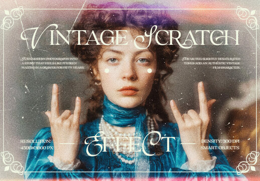 Vintage Scratch Photo Effect For Poster And Social Media Design