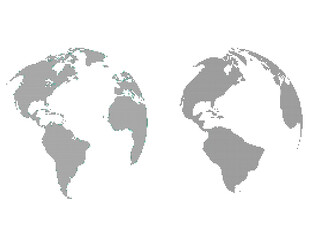 Obraz premium World map hemispheres composed of dots; showing continents in a minimalist design