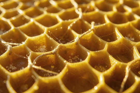x-default Natural Embossed Honeycomb Beeswax Sheet Surface Macro View