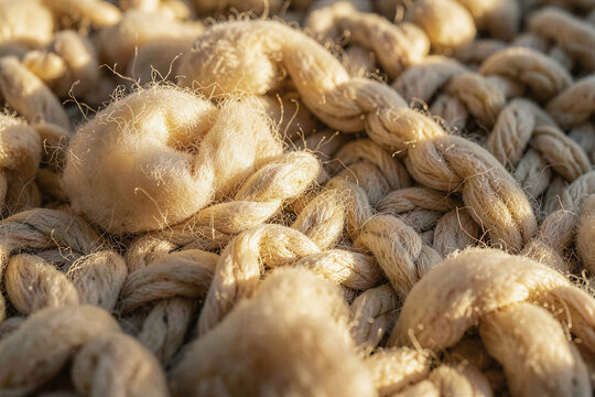 x-default Giant Chunky Merino Roving Wool Blanket Texture in Warm Golden Hour Light
