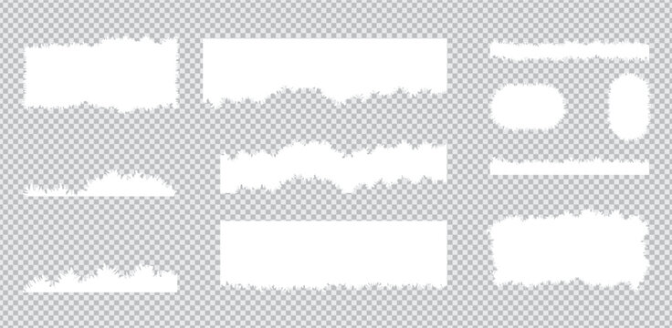 Set of torn white tron paper isolated on transparent background
