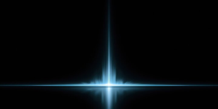 Single vertical blue light flare on dark background.