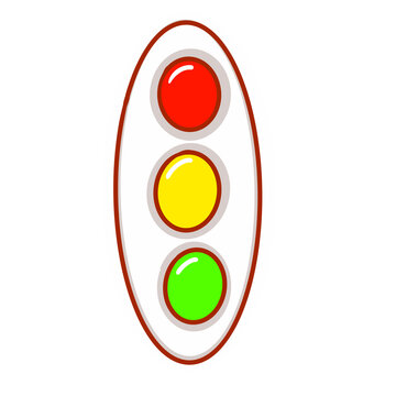 Colorful vertical traffic light illustration with red yellow and green lamps for road safety.
