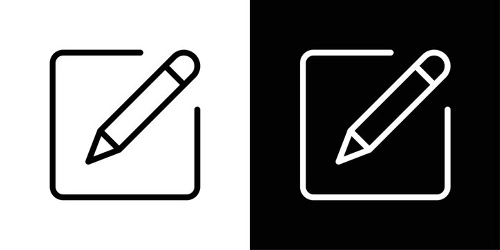 Minimal Edit Pencil Icon in Clean Black and White Line Style for Editing, Writing, and Digital Interface Design