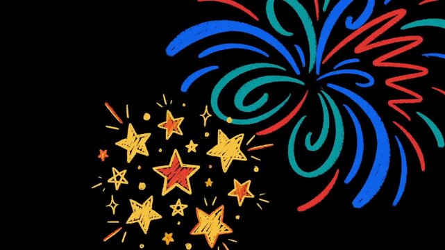 Pastel doodle bursts blooming with pink mint and lavender pops of stars and squiggles in a dreamy seamless 10 second 4K loop for beauty and lifestyle videos