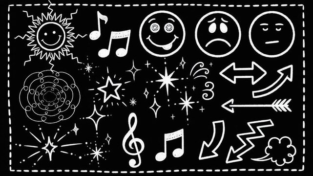 Cute pencil doodle icons sketching on paper background in seamless loop for bullet journals study content planner apps and stationery branding