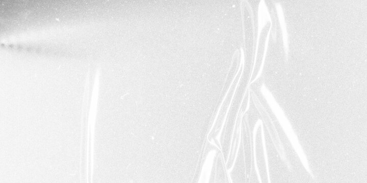 Transparent plastic wrap texture, wrinkled cellophane film background, white glossy polyethylene material, realistic packaging overlay