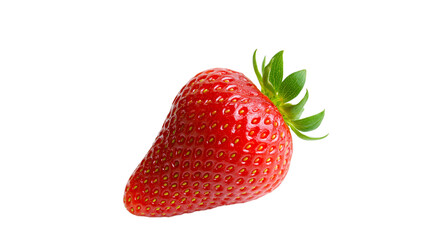 Ripe red strawberry with green leaves, isolated on transparent background © Martina