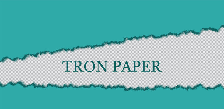 Torn paper strip with tron paper text isolated on transparent background