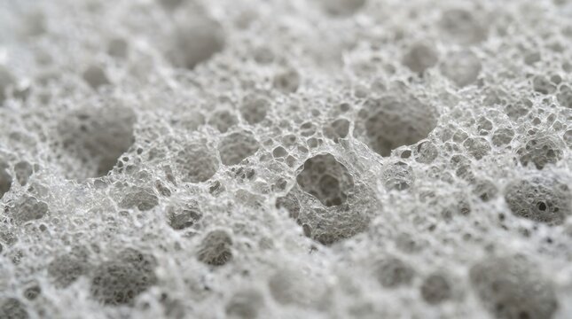 Macro photography of memory foam texture. Porous cushion material and synthetic sponge structure