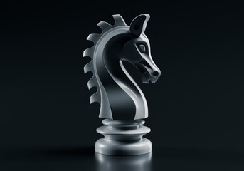 Stylized Modern Chess Horse Knight on Dark Surface 3D Illustration Studio Shot © Muhammad Usama