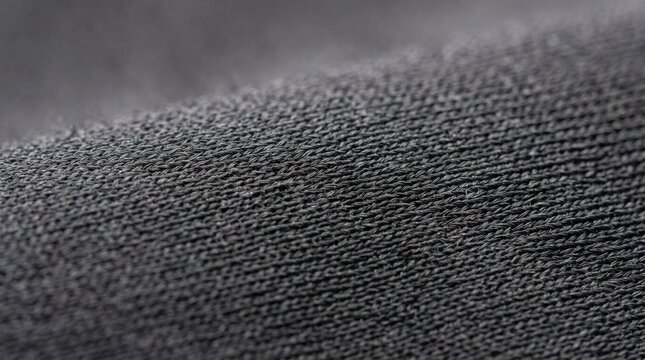 Spandex fabric texture macro photography. Dark grey stretchy textile close up background