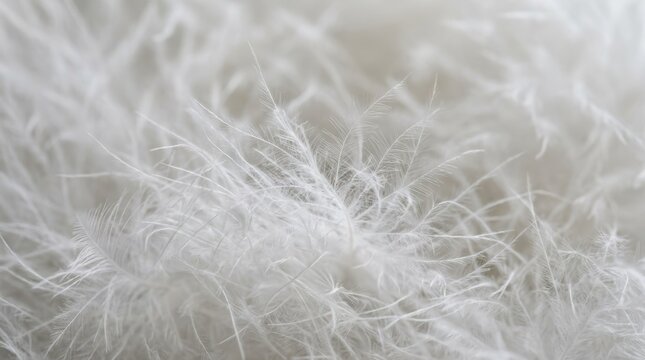 Macro photography of white swan feather down. Soft textured bird plumage close up