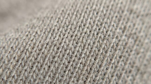 Macro photography of synthetic jersey knit fabric texture. Close up of woven gray textile