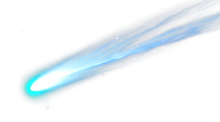 Luminous Blue Comet Trail with Cyan Glow and Dust Particles Isolated on Transparent Background © senmachine