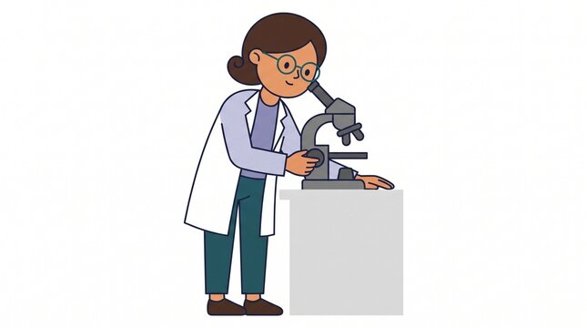 Female scientist using a microscope in a laboratory setting
