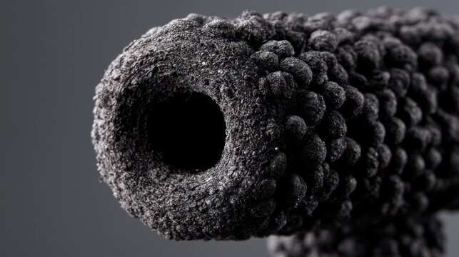Macro of grey textured foam roller surface
