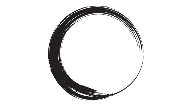 Black ink brush circle enso vector illustration