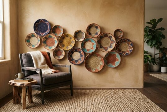 Ethiopian basket wall display