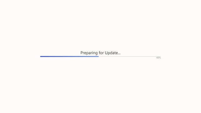 Digital update bar loading with percentage on white background