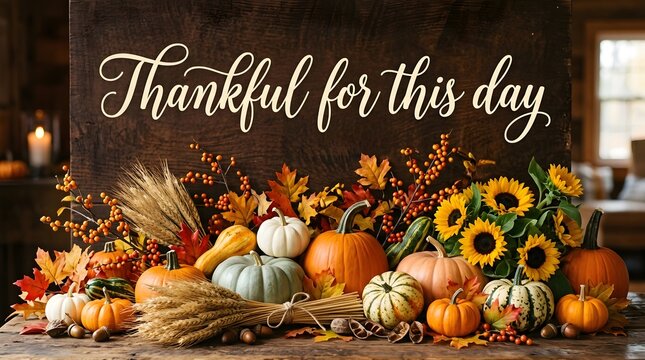 A beautiful thanksgiving still life celebrating gratitude with autumn's bounty and warmth