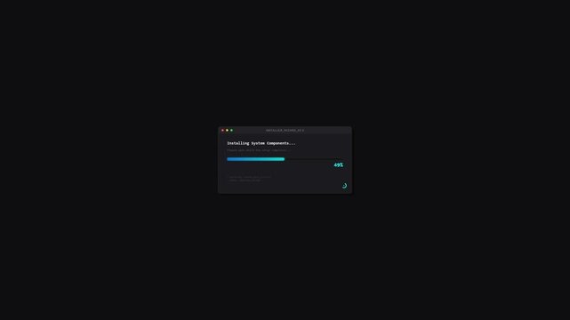 Software update installation progress bar grid on dark background