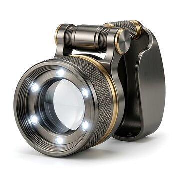 Professional camera lens loupe with built-in LED light for precision