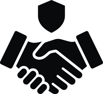 Handshake with shield icon represents security and partnership