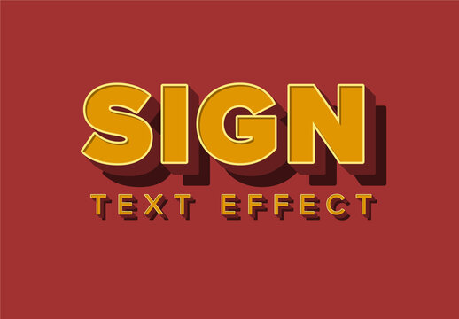 3D Retro Sign Editable Text Effect on Red Background