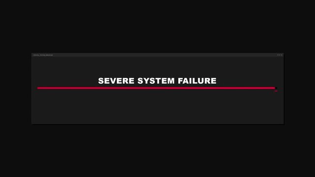 Technology interface showing system update status and severe failure