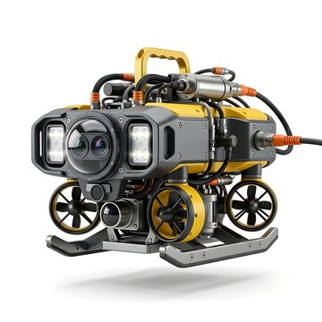 Underwater inspection robot with dual cameras and propulsion system