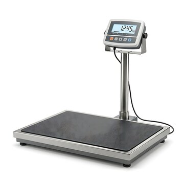 Digital weighing scale displaying 12.45 kg measurement for veterinary