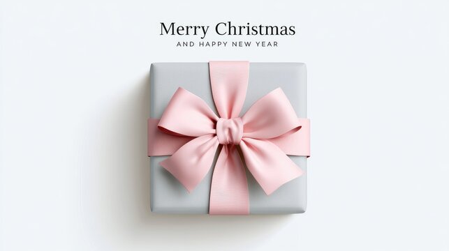 elegant christmas greeting card with a wrapped gift and festive wishes illustration