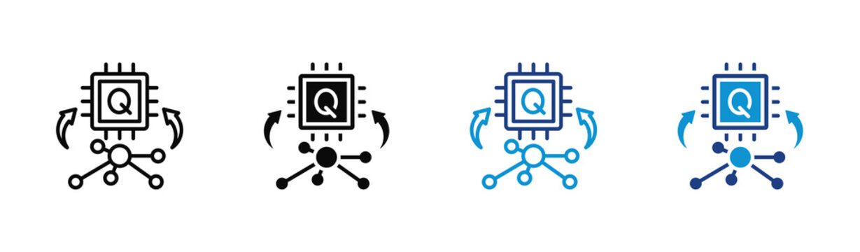 Q Learning icon set multiple style collection