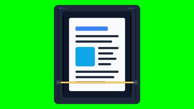 Flat vector animation of document scanner scanning paper document